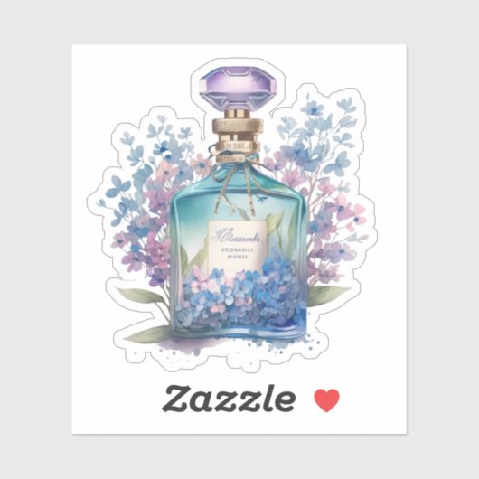 Floral parfum fles sticker (Vel)