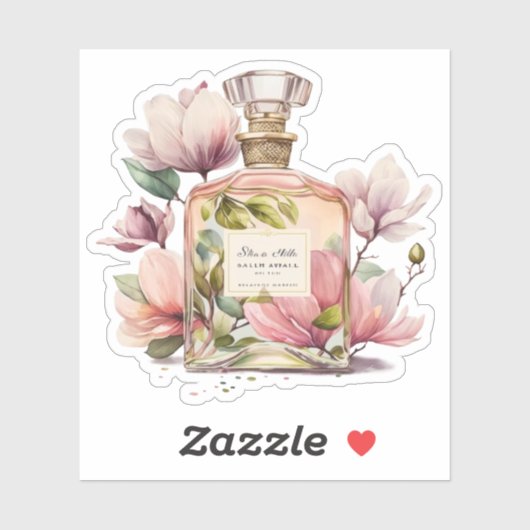 Floral parfum fles sticker (Vel)