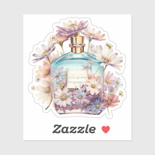 Floral parfum fles sticker (Vel)