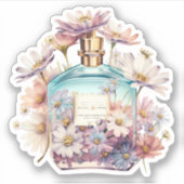 Floral parfum fles sticker (Voorkant)