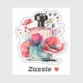 Floral parfum fles sticker (Vel)