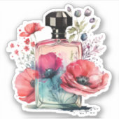 Floral parfum fles sticker (Voorkant)