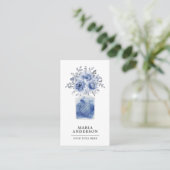 Floral parfume Waterverf Rustisch Blue Visitekaartje (Staand voorkant)