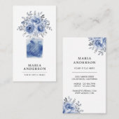 Floral parfume Waterverf Rustisch Blue Visitekaartje (Voorkant / Achterkant)
