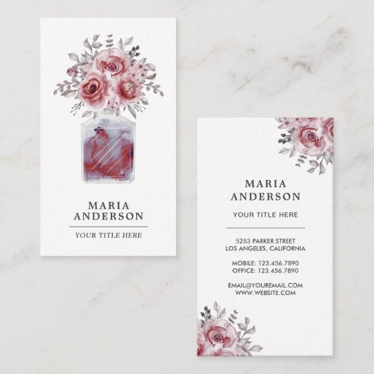 Floral parfume Waterverf Rustisch Visitekaartje (Voorkant / Achterkant)