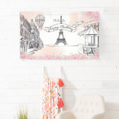 Floral Paris backdrop Happy Birthday banner (Insitu)