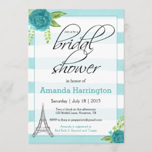 Floral Paris Bridal Shower Invitation - Waterverf Kaart