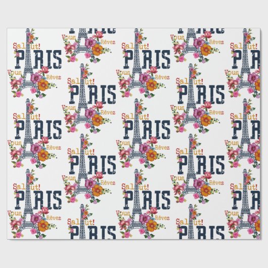 Floral Paris Cadeaupapier (Vlak)