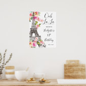 Floral Paris Eiffel Tower Birthday Welcome Sign Poster (Keuken)