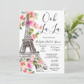 Floral Paris Eiffel Tower Bridal Shower Kaart (Staand voorkant)