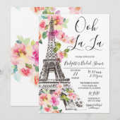 Floral Paris Eiffel Tower Bridal Shower Kaart (Voorkant / Achterkant)
