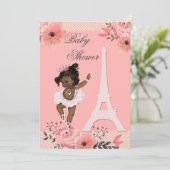 Floral Paris Eiffel Tower Ethnic Ballerina Shower Kaart (Staand voorkant)