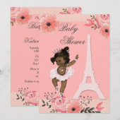 Floral Paris Eiffel Tower Ethnic Ballerina Shower Kaart (Voorkant / Achterkant)