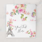 Floral Paris Eiffel Tower Place Cards Plaatskaartje (Buitenkant ongevouwen)