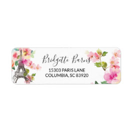Floral Paris Eiffel Tower Return Address Labels