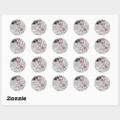 Floral Paris Eiffel Tower zwart roze en grijs Ronde Sticker (Vel)