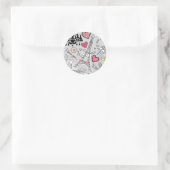Floral Paris Eiffel Tower zwart roze en grijs Ronde Sticker (Tas)