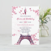 Floral Paris Eiffeltoren 1e verjaardag Kaart (Staand voorkant)