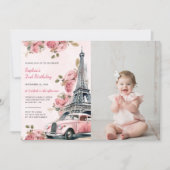 Floral Paris Eiffeltoren 2e verjaardag foto Kaart (Voorkant)