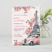 Floral Paris Eiffeltoren 2e verjaardag Kaart (Staand voorkant)