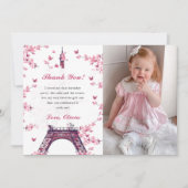 Floral Paris Eiffeltoren Dank u kaart Foto (Voorkant)