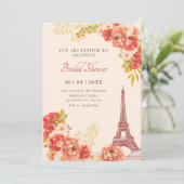 Floral Paris Eiffeltoren vrijgezellenfeest Kaart (Staand voorkant)