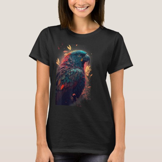 Floral Parrot Colourful Scarlet Macaw parrot bird  T-shirt (Voorkant)
