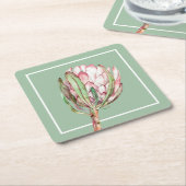Floral Partij tropische roze Protea Kartonnen Onderzetters (Schuin)