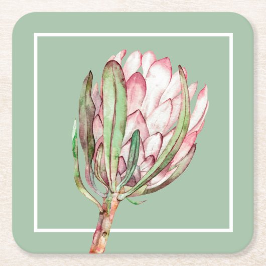 Floral Partij tropische roze Protea Kartonnen Onderzetters (Voorkant)