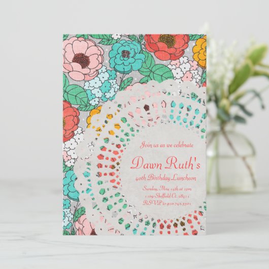 Floral Party Bridal Luncheon tuin uitnodigen Kaart (Staand voorkant)