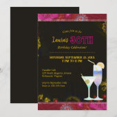 Floral Party Cocktails 30e verjaardag Kaart (Voorkant / Achterkant)
