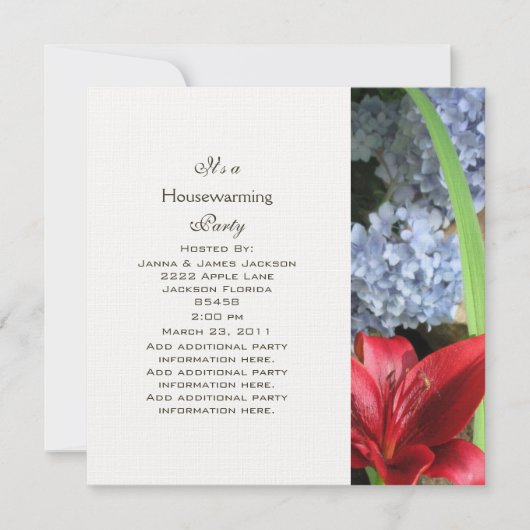 Floral Party Invitation Kaart (Voorkant)