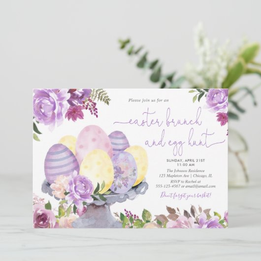 Floral Pasen brunch en eierjacht Kaart (Staand voorkant)