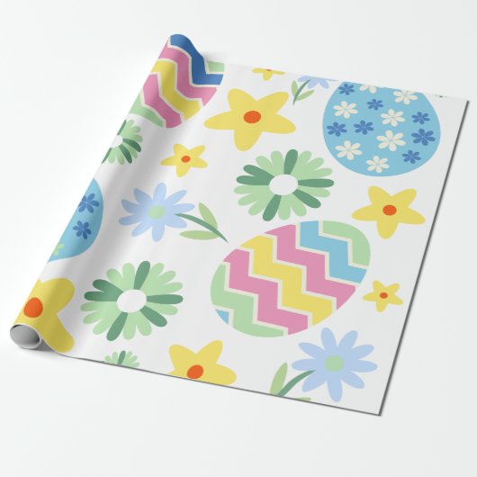 Floral Pasen Cadeaupapier (Uitgerold)