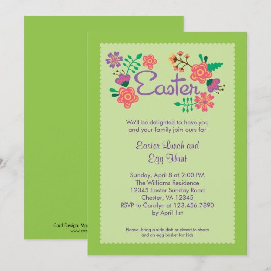 Floral Pasen Kaart (Voorkant / Achterkant)