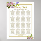 Floral Pastel 16 Table Wedding Seating Chart Poster (Voorkant)