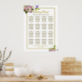 Floral Pastel 16 Table Wedding Seating Chart Poster (Keuken)