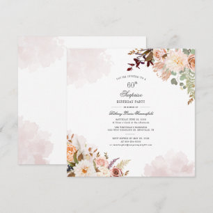 Floral Pastel 60th Birthday Script Surprise Party Kaart