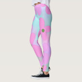 Floral Pastel Abstract Faux Holografisch Roze Snoe Leggings (Links)