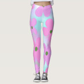 Floral Pastel Abstract Faux Holografisch Roze Snoe Leggings (Voorkant)