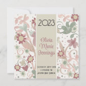 Floral Pastel Afstuderen Uitnodiging (Voorkant)