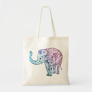 Floral Pastel Bohemian Elephant Tote Bag