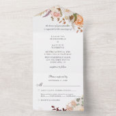 Floral Pastel Burgundy Waterverf Wedding All In One Uitnodiging (Binnen)