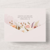 Floral Pastel Burgundy Waterverf Wedding All In One Uitnodiging (Achterkant)