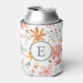 Floral Pastel Elegant Initiaal Koelbox Blikjeskoeler (Blikje Voorkant)