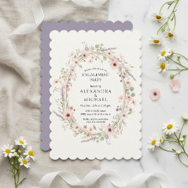 Floral Pastel Engagement Party Invitation Kaart