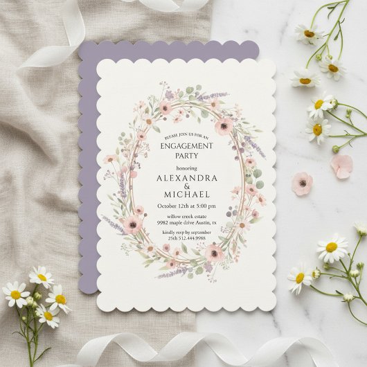 Floral Pastel Engagement Party Invitation Kaart