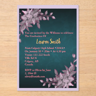 Floral Pastel Graduation Acrylic Invitation Acryl Uitnodigingen