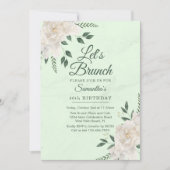Floral Pastel Green Let's Brunch Een Evenementenfe Kaart (Voorkant)