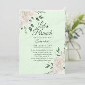 Floral Pastel Green Let's Brunch Een Evenementenfe Kaart (Staand voorkant)